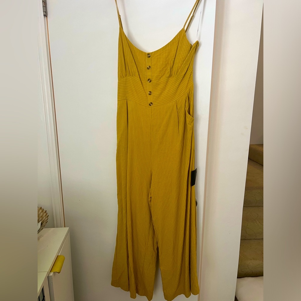 Lulu’s yellow/white pin striped one piece size XL never worn.